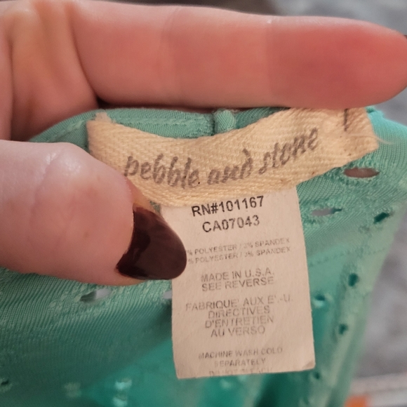 Pebble and Stone tie front flare sleeve pastel teal top size XL - Picture 2 of 5